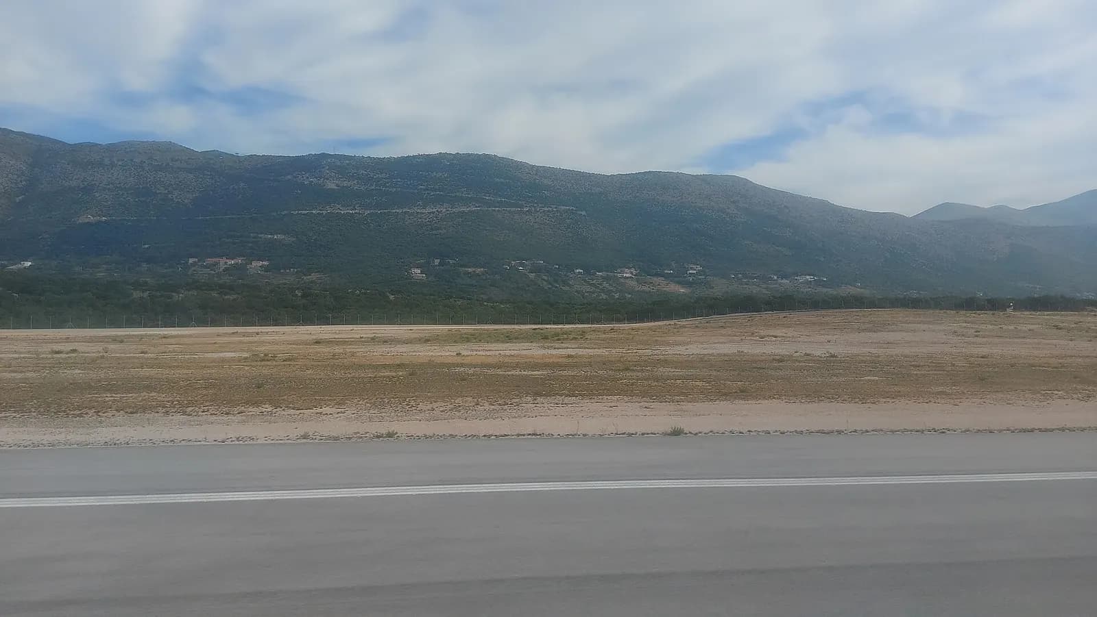 Airfield view from Dubrovnik Airport toward the Konavle hills
