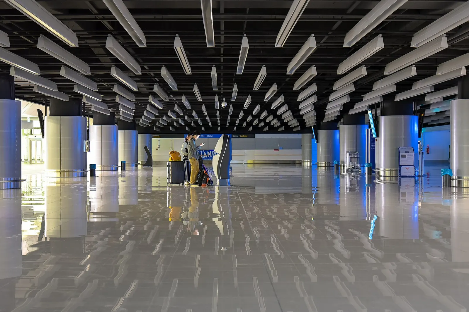Dubrovnik Airport arrivals hall with customs and exchange