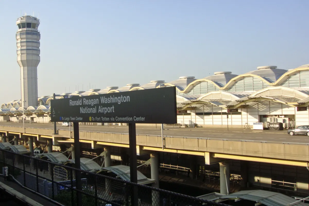 Ronald Reagan Washington National Airport, Air Traffic Control Tower & Terminal C (taken from DC Metro station)