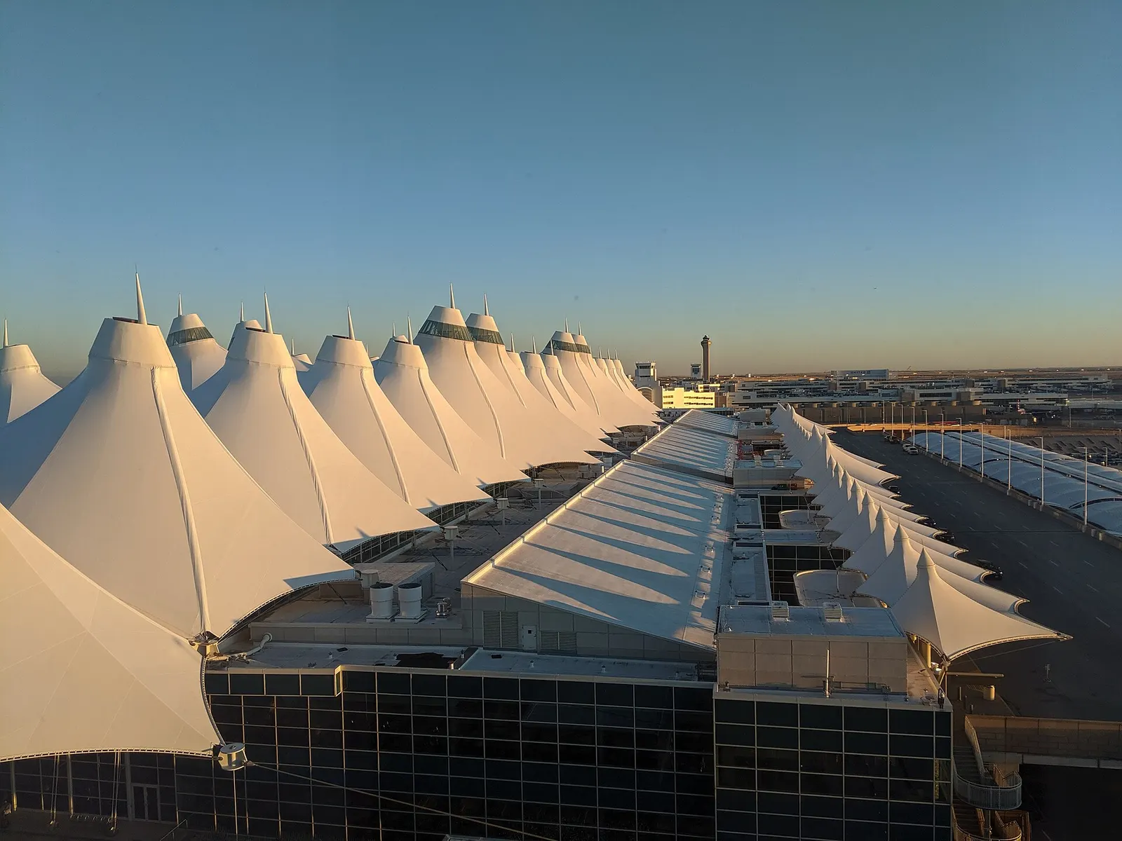Denver International Airport Main Terminal early morning from the Westin Hotel (13th floor)