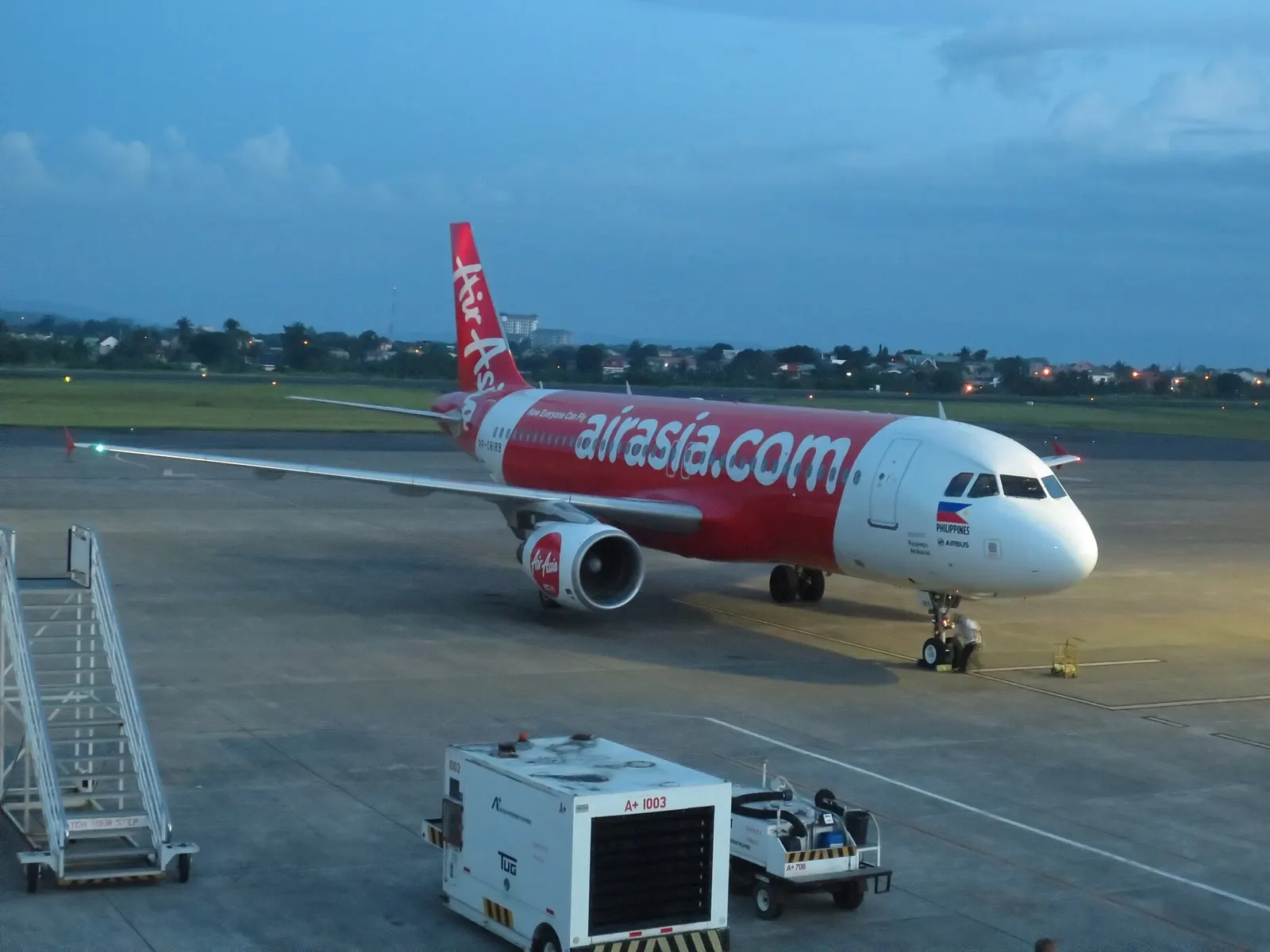 Philippines AirAsia Airbus A320-216 at the airport of Davao City.
