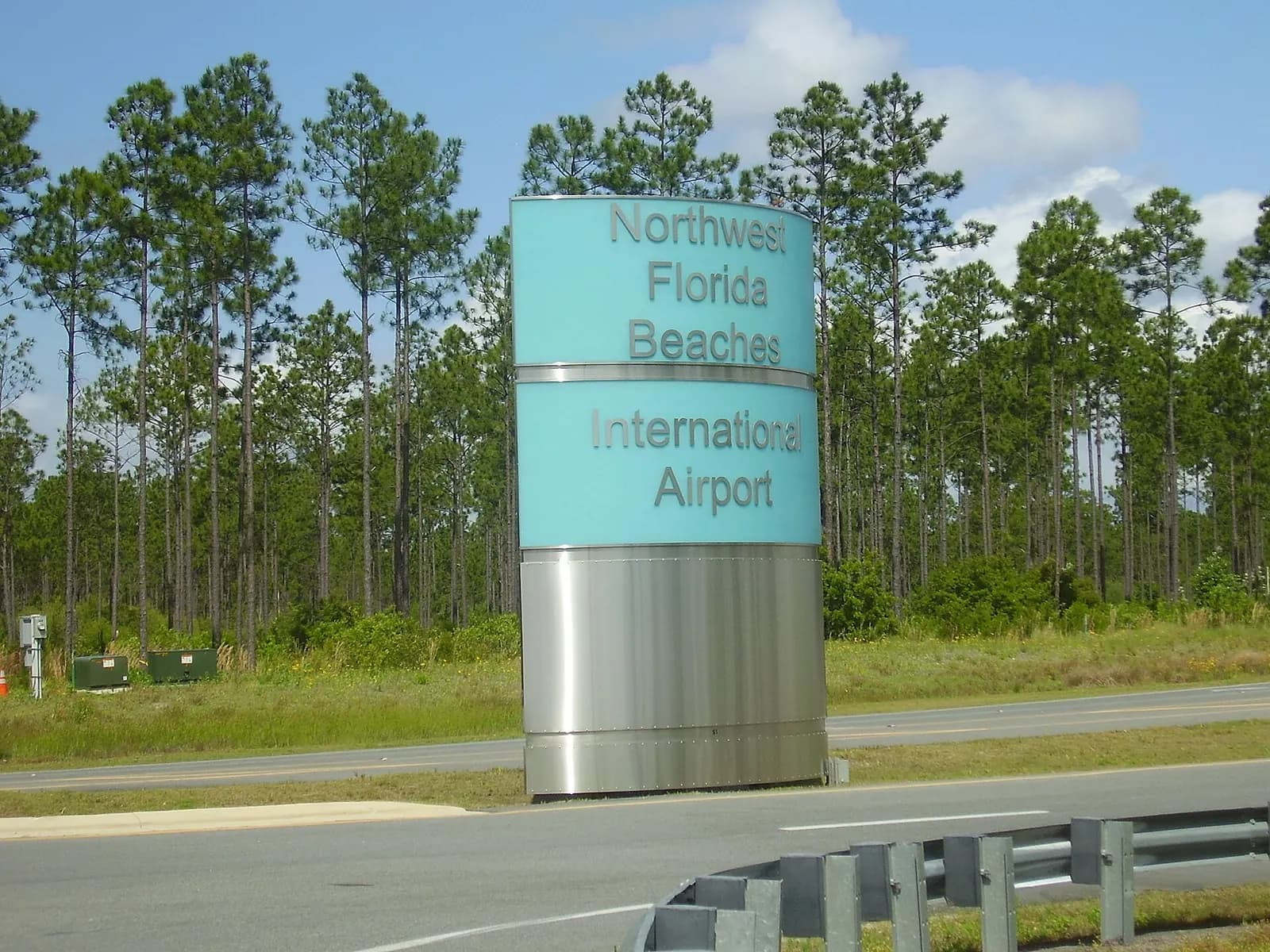 Entrance sign for Northwest Florida Beaches International Airport (ECP) on the Panama City campus