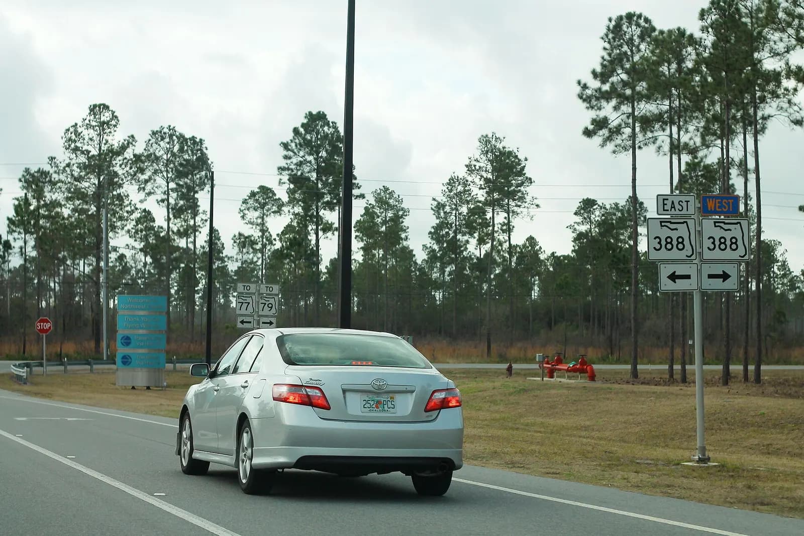 February 2015 highway signage for Exit ECP on Florida State Road 388 toward FL 77 and FL 79