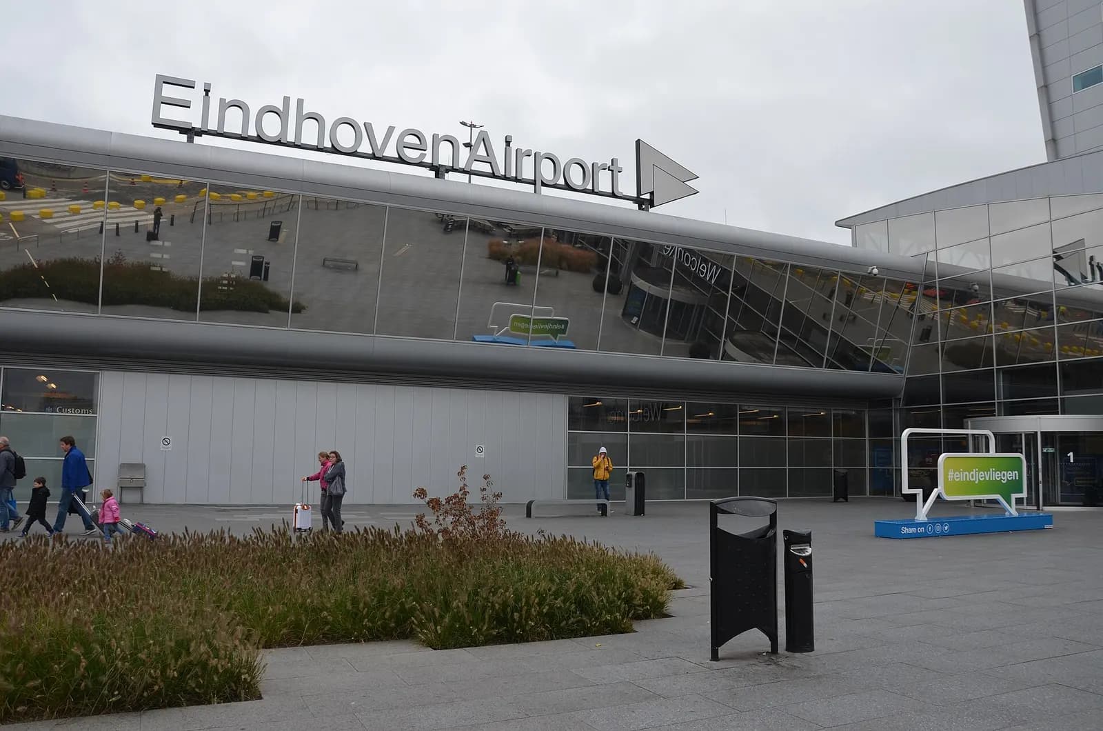 Eindhoven Airport terminal exterior photographed in 2018.