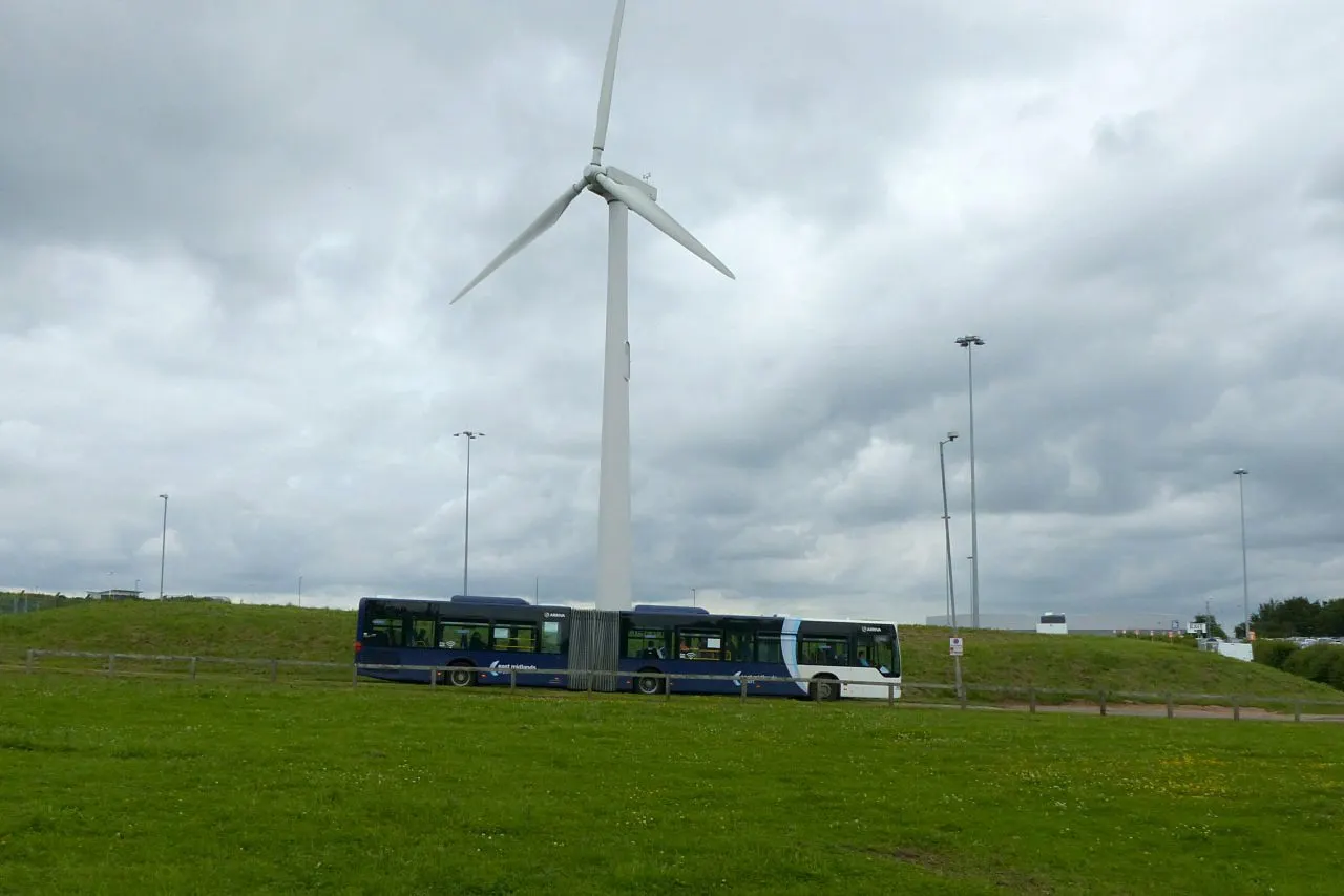 Parking transfer bus at East Midlands Airport