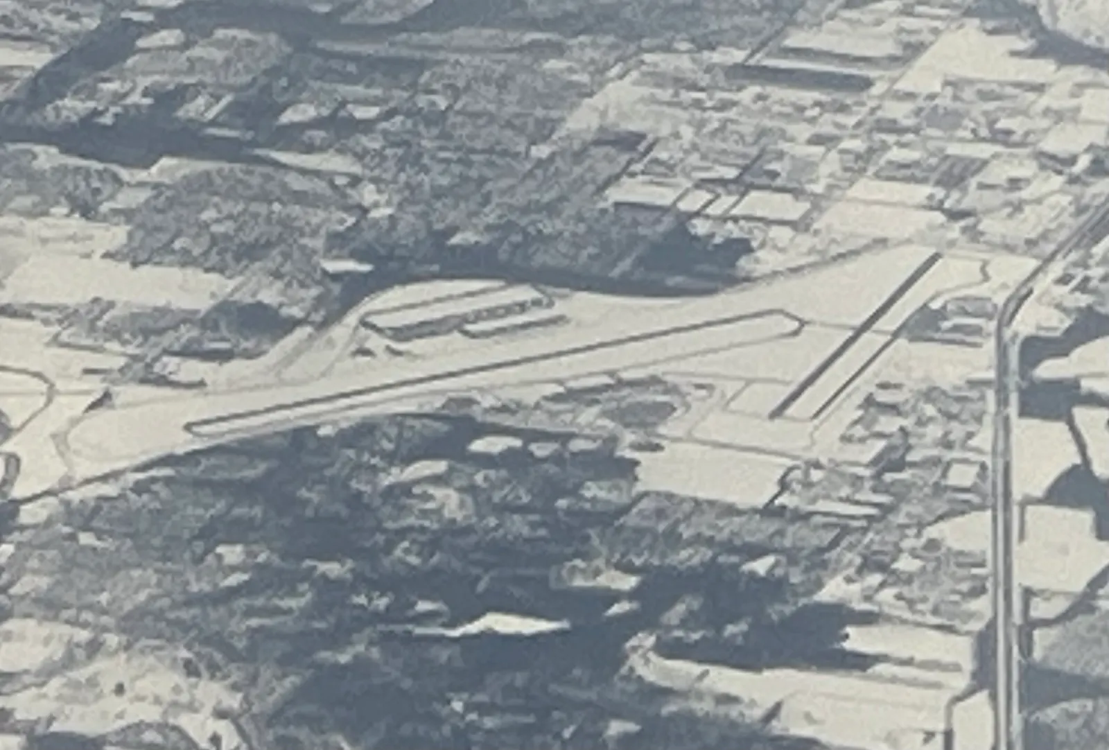Aerial view of Evansville Regional Airport (KEVV) in Vanderburgh County, Indiana, photographed 1 February 2026.