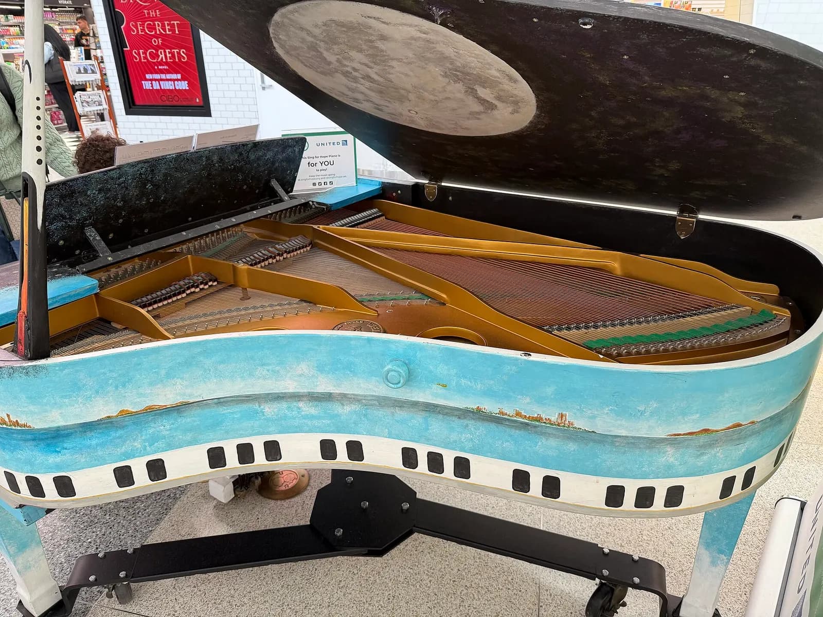 Interior of a Sing for Hope Piano within Terminal C of Newark Liberty International Airport in Newark, Essex County, New Jersey