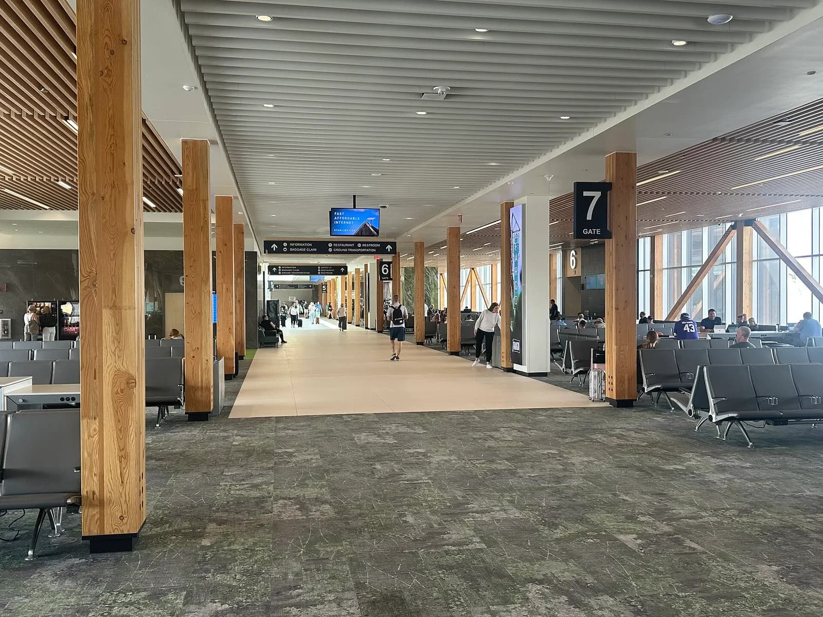 New 2026 east gates and holdroom at Hector International Airport in Fargo after the February 2026 terminal expansion opening.
