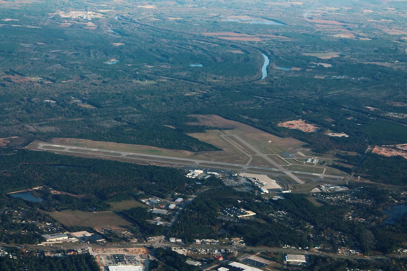Fayetteville Regional Airport terminal curb and canopy at 400 Airport Road