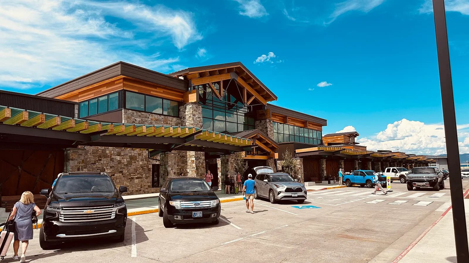 East elevation of Glacier Park International Airport’s expanded terminal, 30 July 2025
