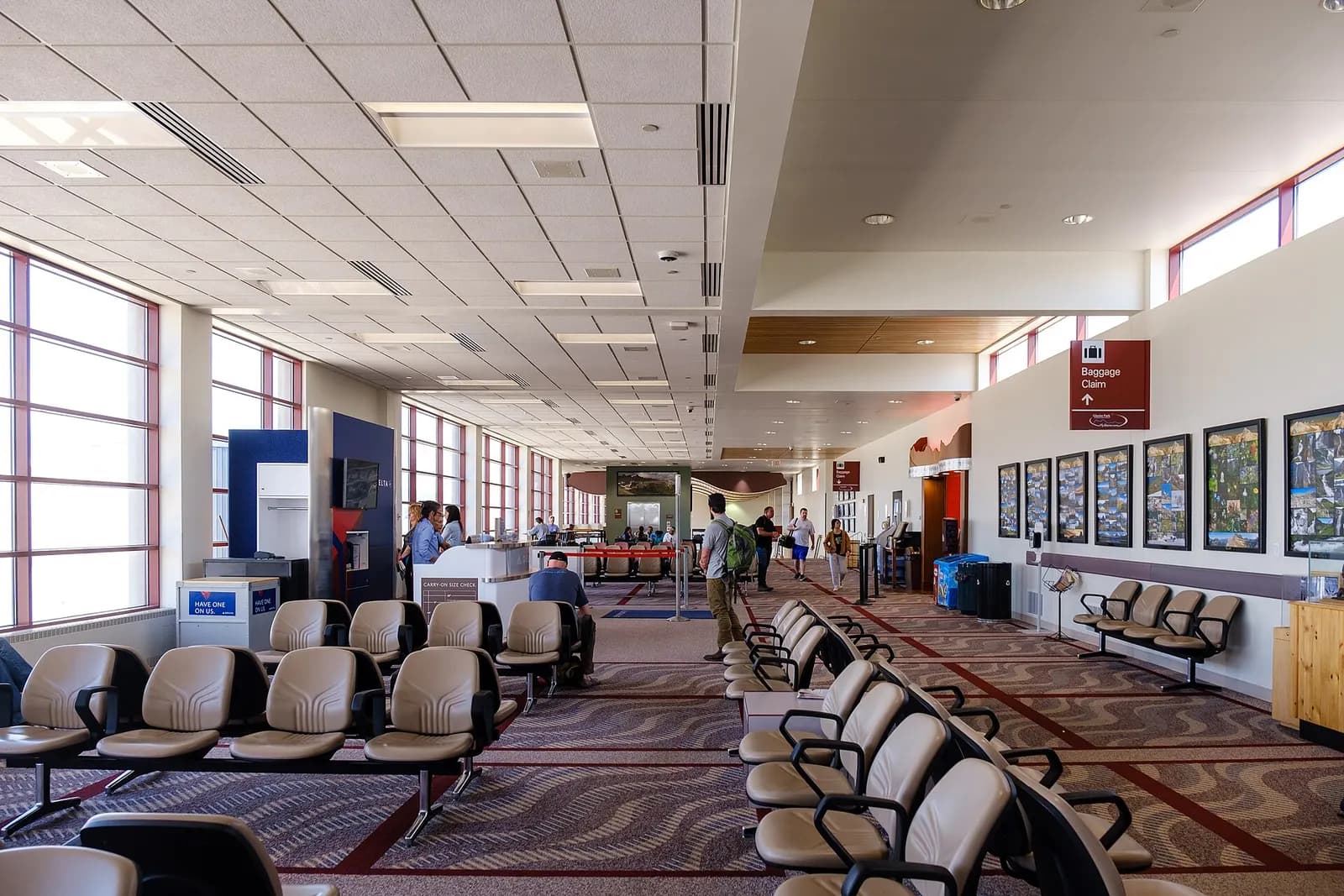 Airside waiting area at Glacier Park International Airport, 9 July 2019