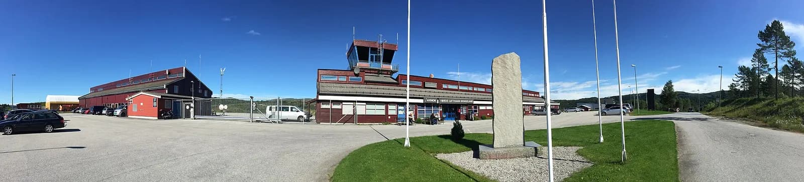 Panorma (slightly distorted) of Førde Airport, Bringeland (Førde lufthamn, Bringeland) in Førde, Norway, September 3, 2015.