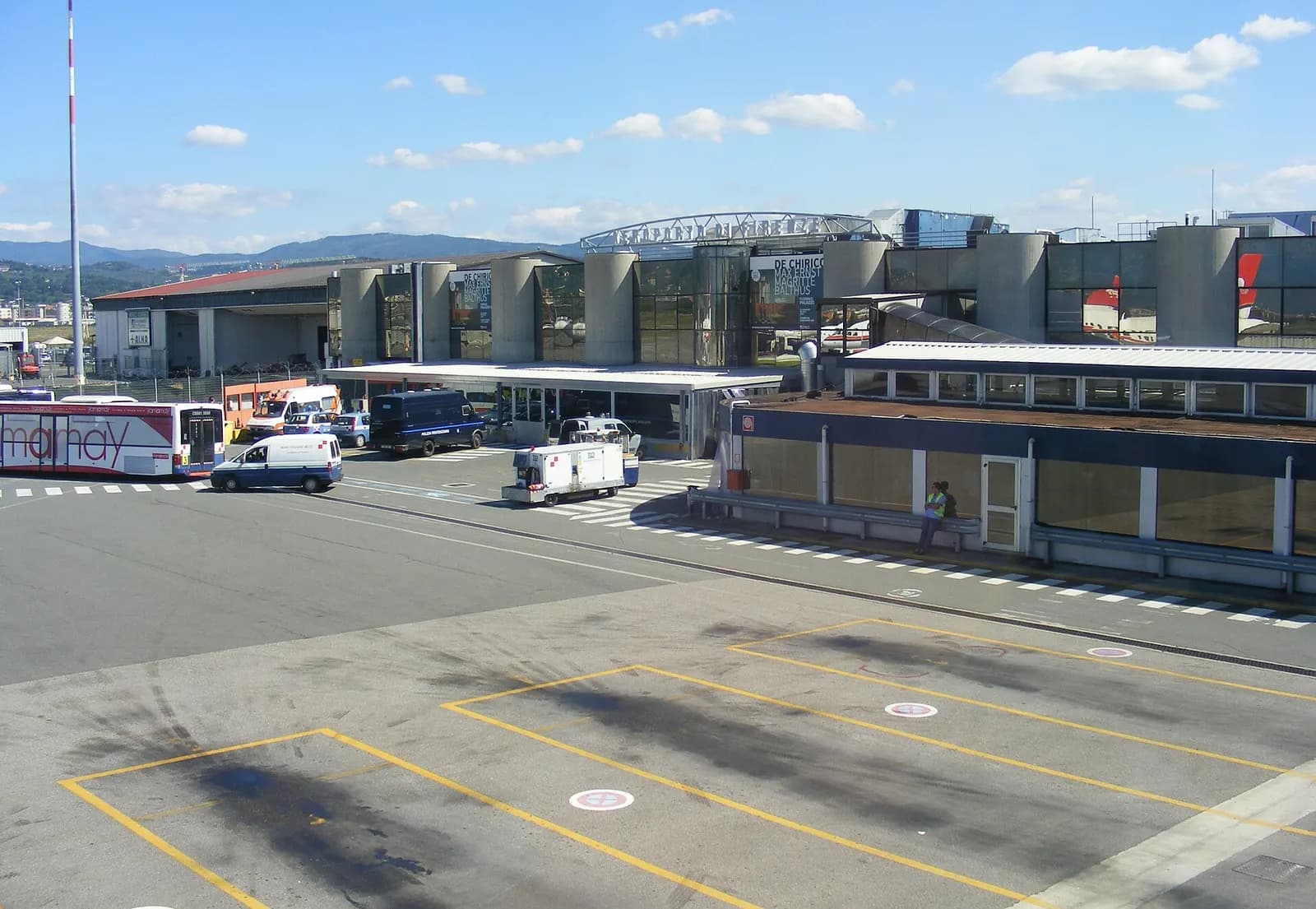 Florence Airport main building viewed from the first-floor restaurant