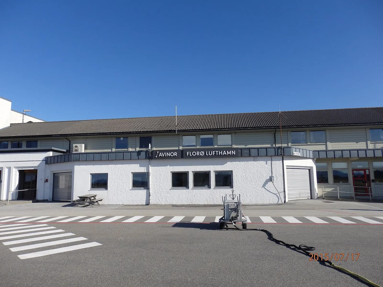 Florø Airport (Florø lufthavn) terminal and apron buildings.