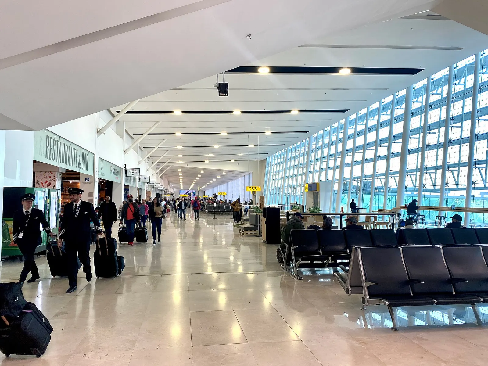 Departure gates concourse at Guadalajara International Airport