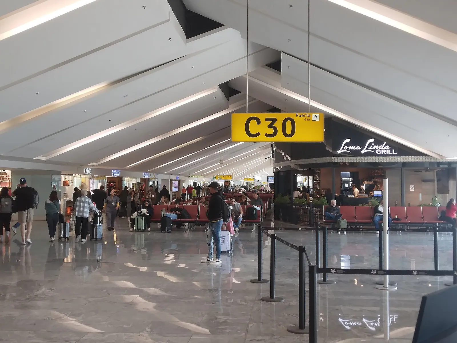 Inside the main terminal of Guadalajara International Airport (GDL).