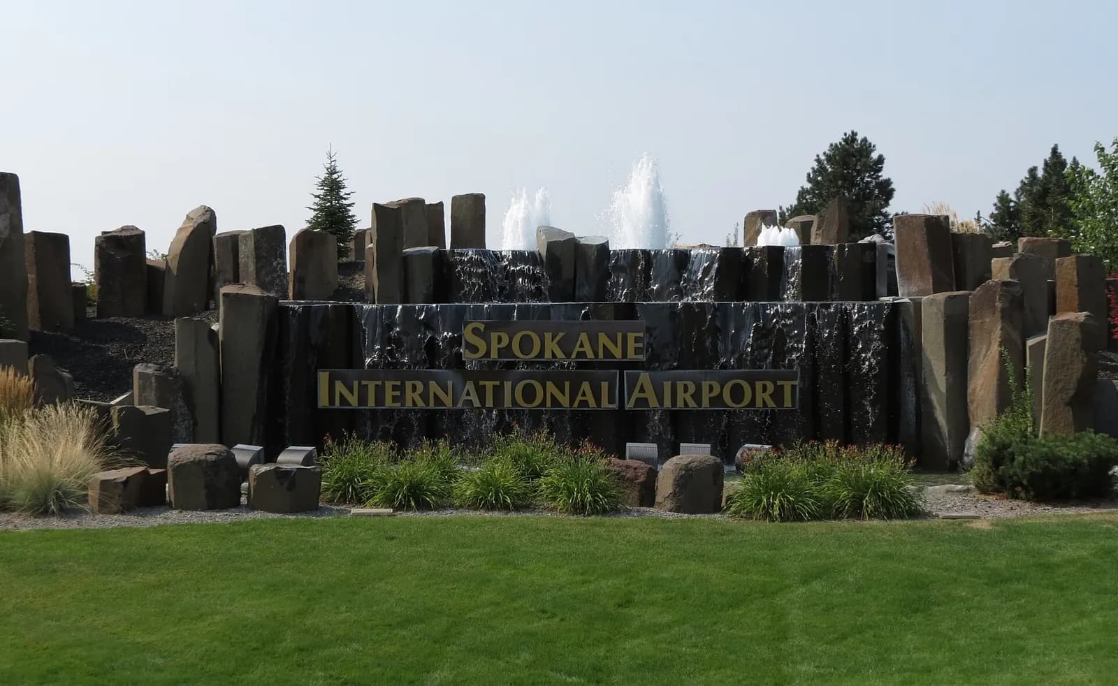 Landside entrance signage at Spokane International Airport