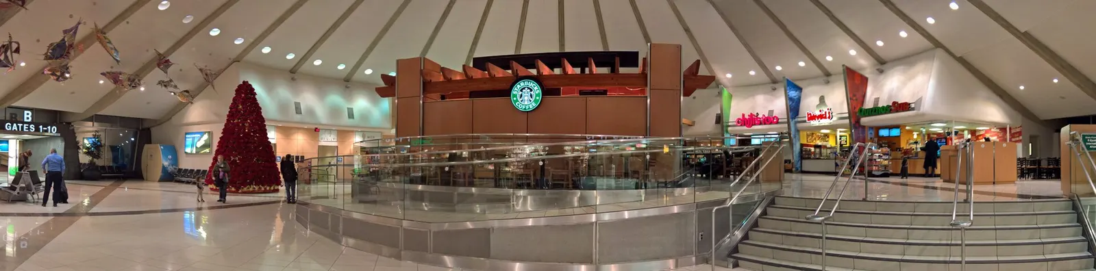 Wide interior view of the Spokane International Airport A/B rotunda