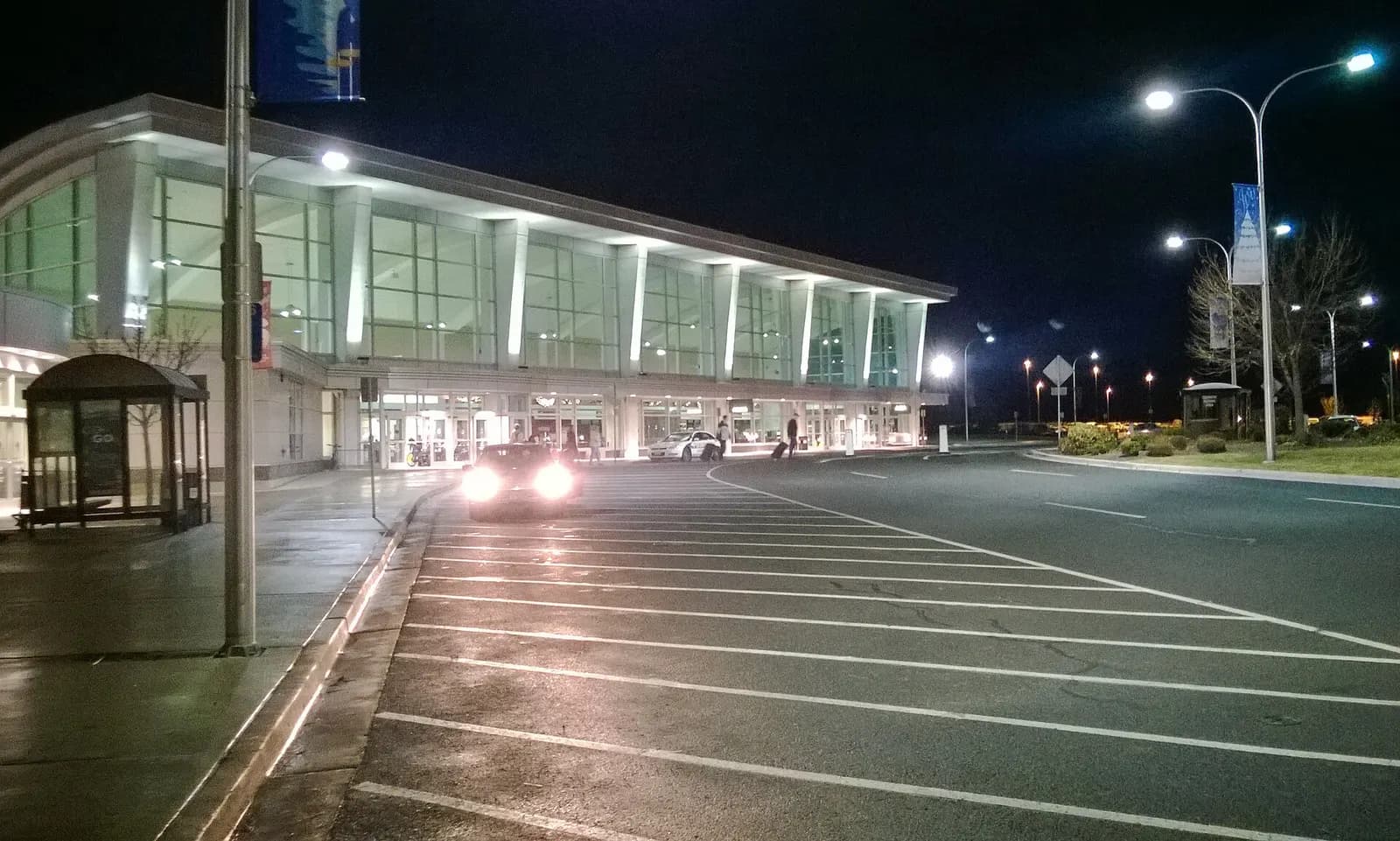 Night exterior of Concourse C at Spokane International Airport