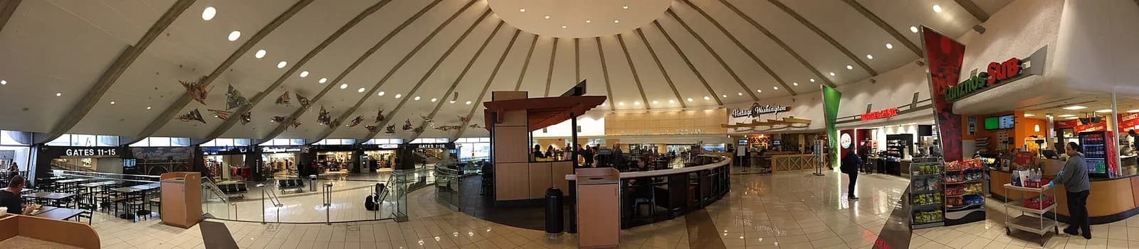A/B rotunda interior at Spokane International Airport in 2018, looking across the circular hall