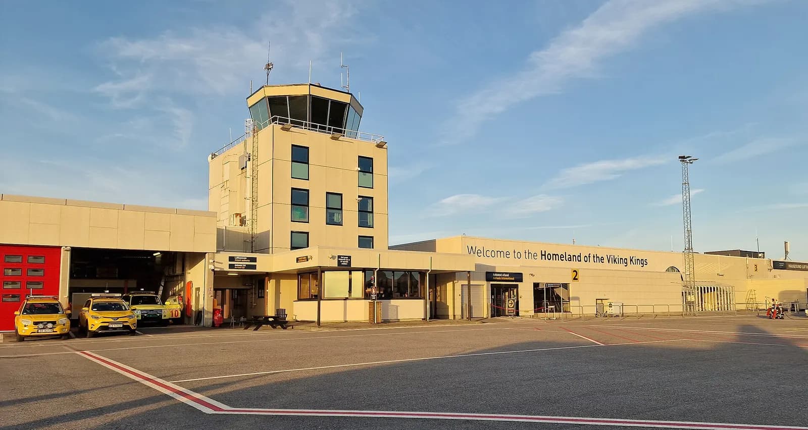 Haugesund Airport Karmøy tower and terminal exterior in 2023
