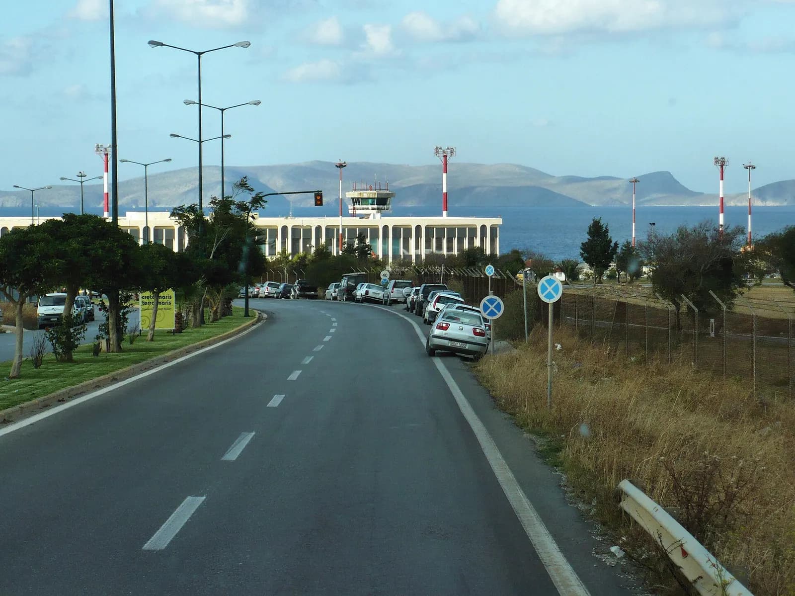 Heraklion Airport terminal frontage and access road