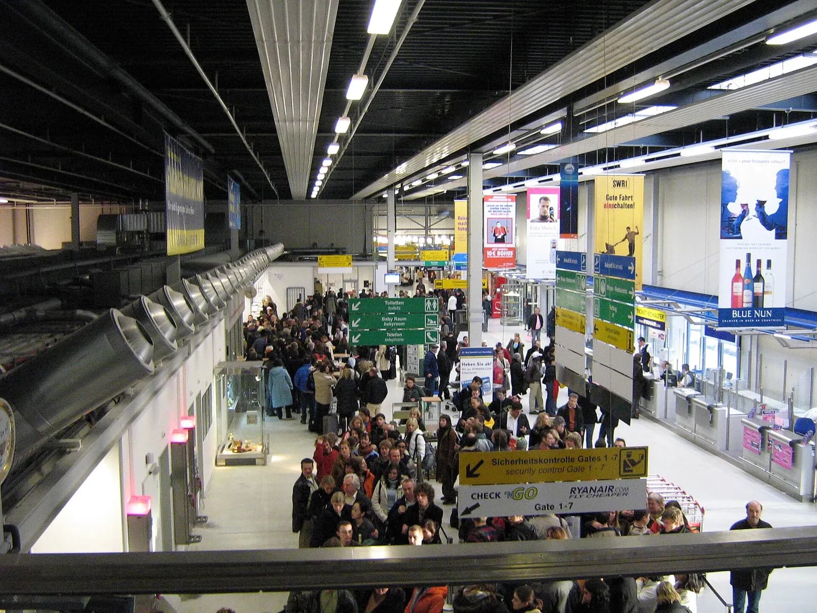 Interior of the passenger terminal at Frankfurt-Hahn Airport