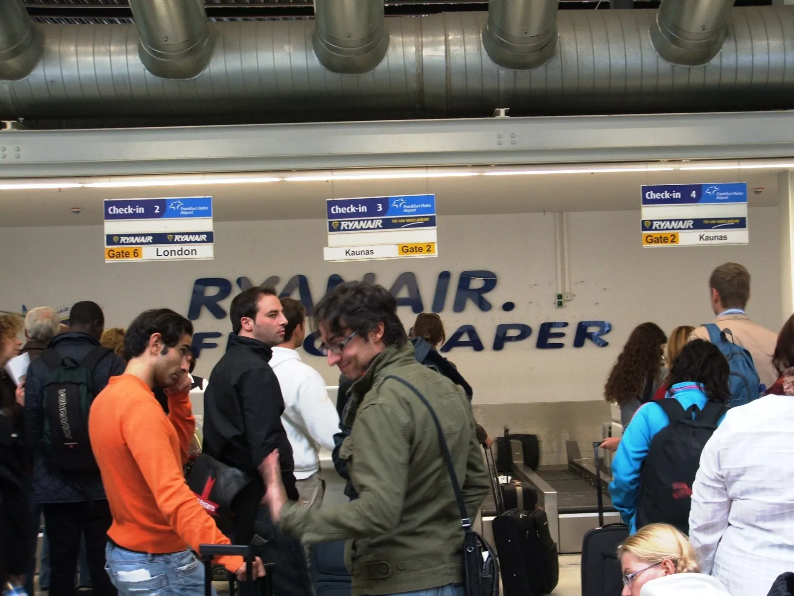 Check-in desks inside Frankfurt-Hahn Airport