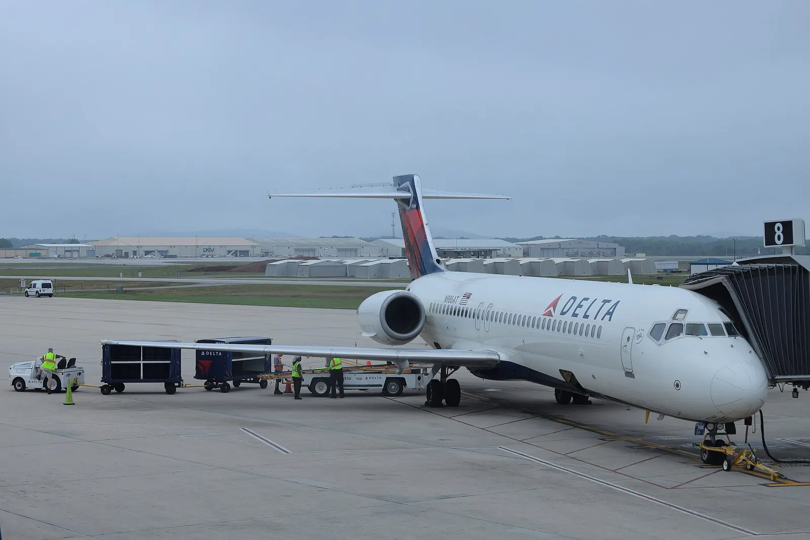 Delta Boeing 717-200 N986AT on the ramp at Huntsville International Airport in May 2026.
