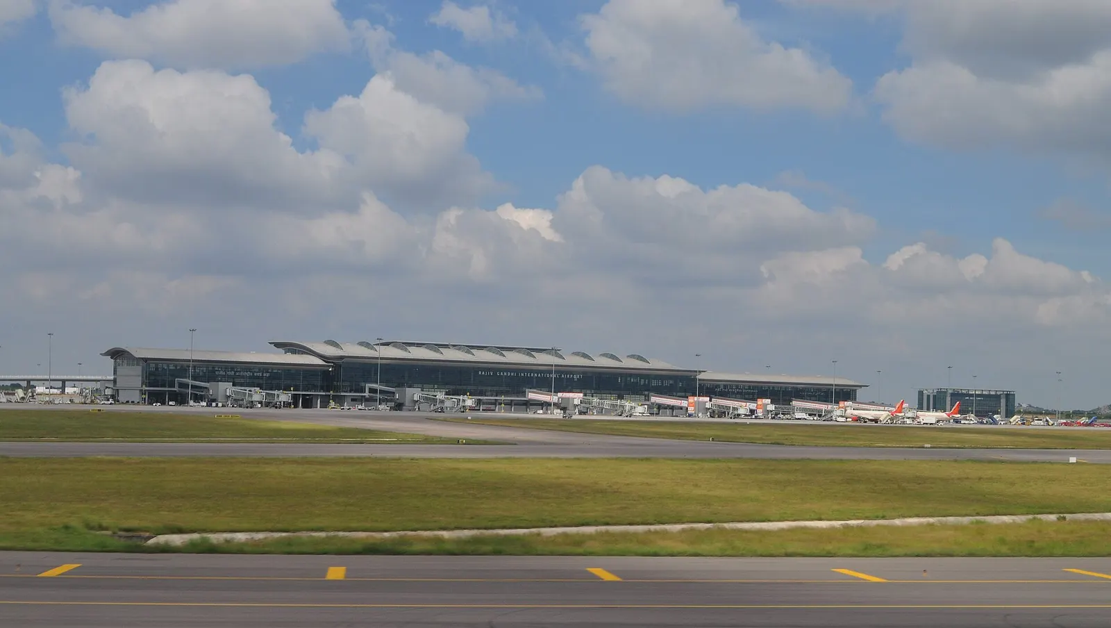 The terminal of the Rajiv Gandhi International Airport, Hyderabad