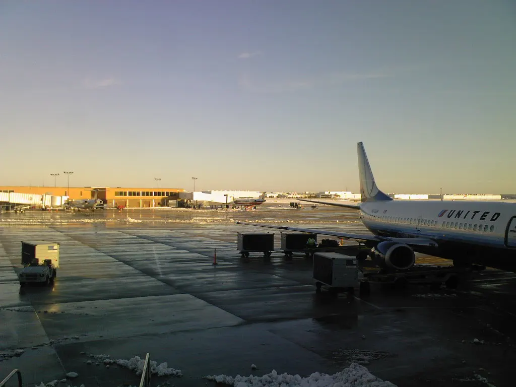 Snowy tarmac view at the former Wichita Mid-Continent Airport.