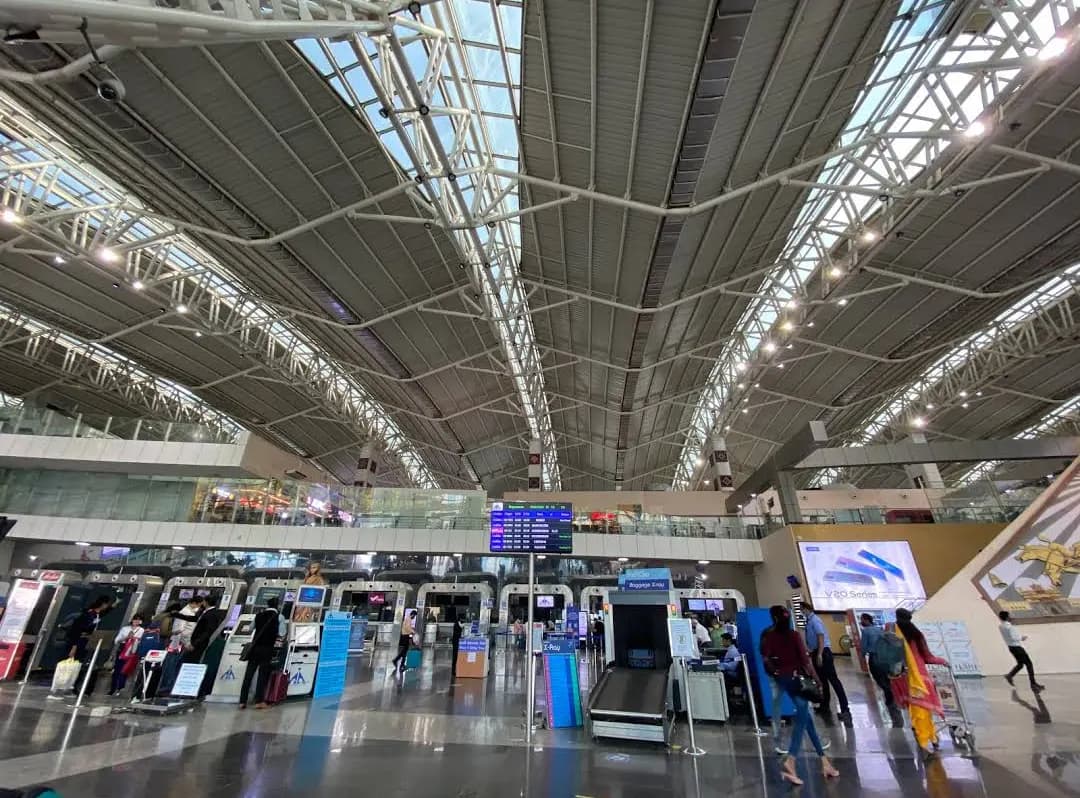 Interior of Indore airport passenger terminal in March 2021