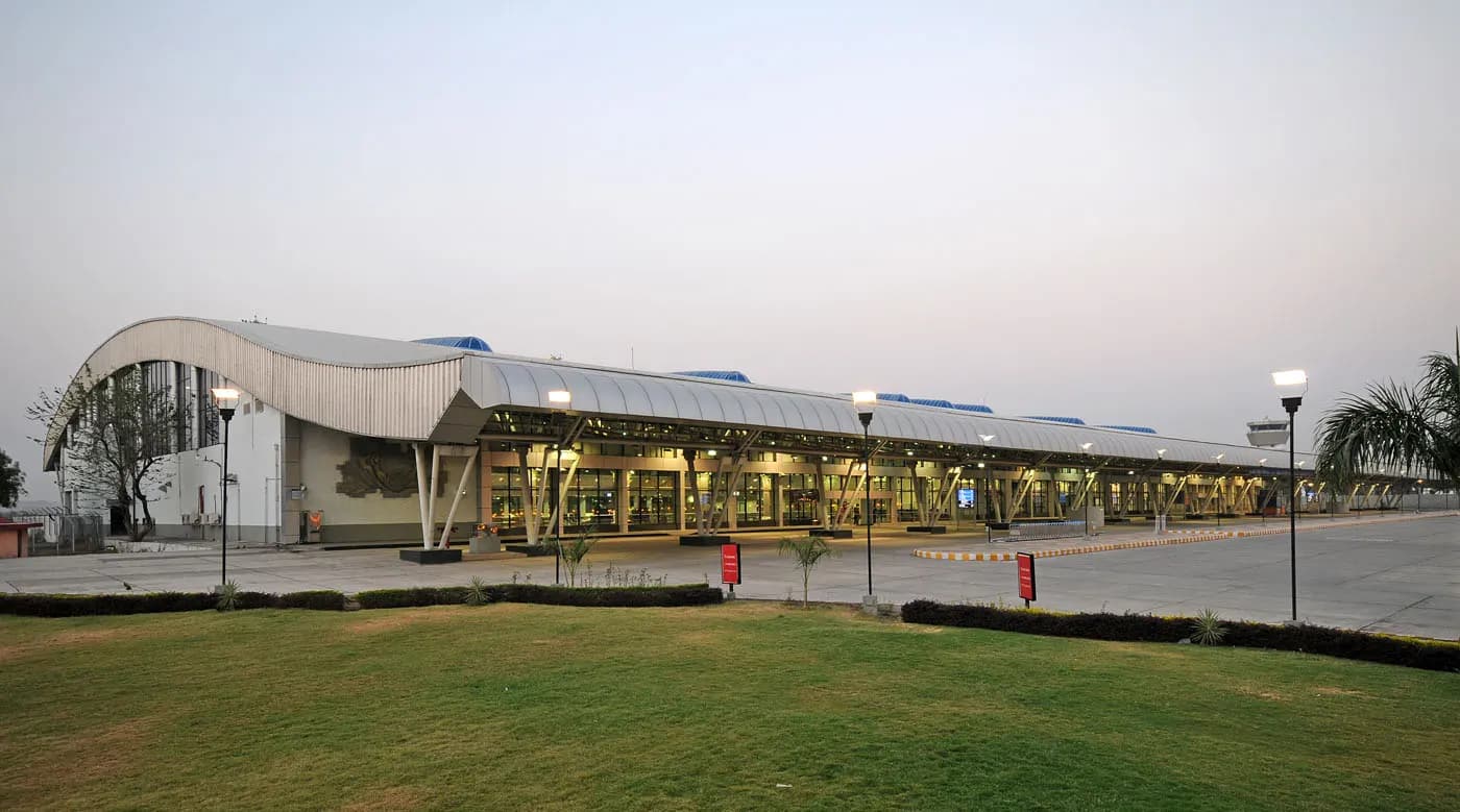 Aurangabad Airport new terminal building at dusk