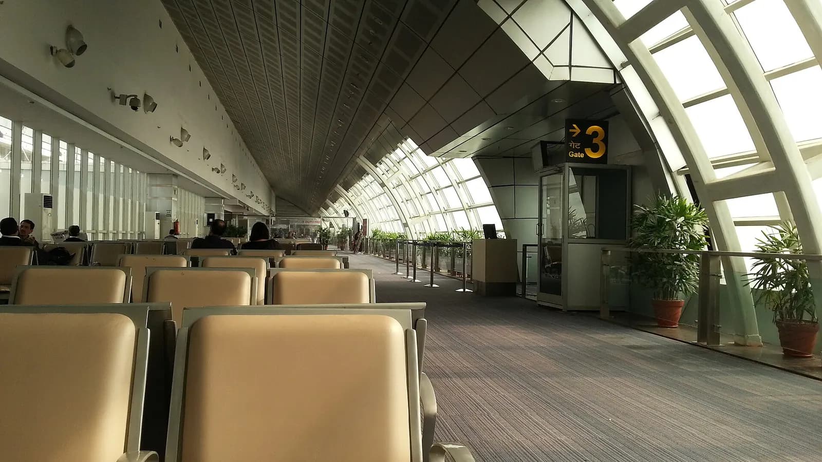 Airside gate seating area inside Jaipur Airport.