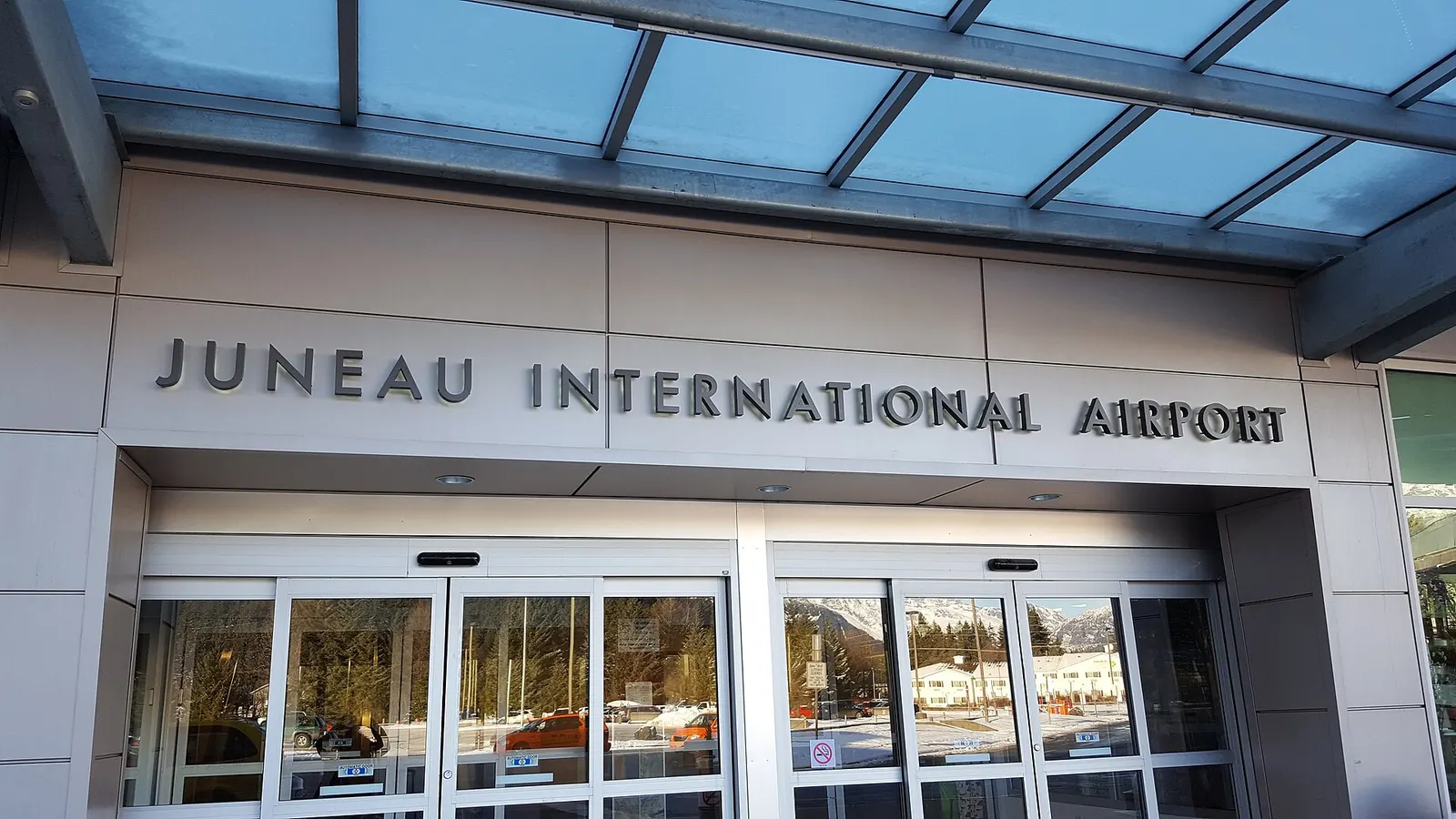 Main passenger entrance to Juneau International Airport photographed 27 January 2018.