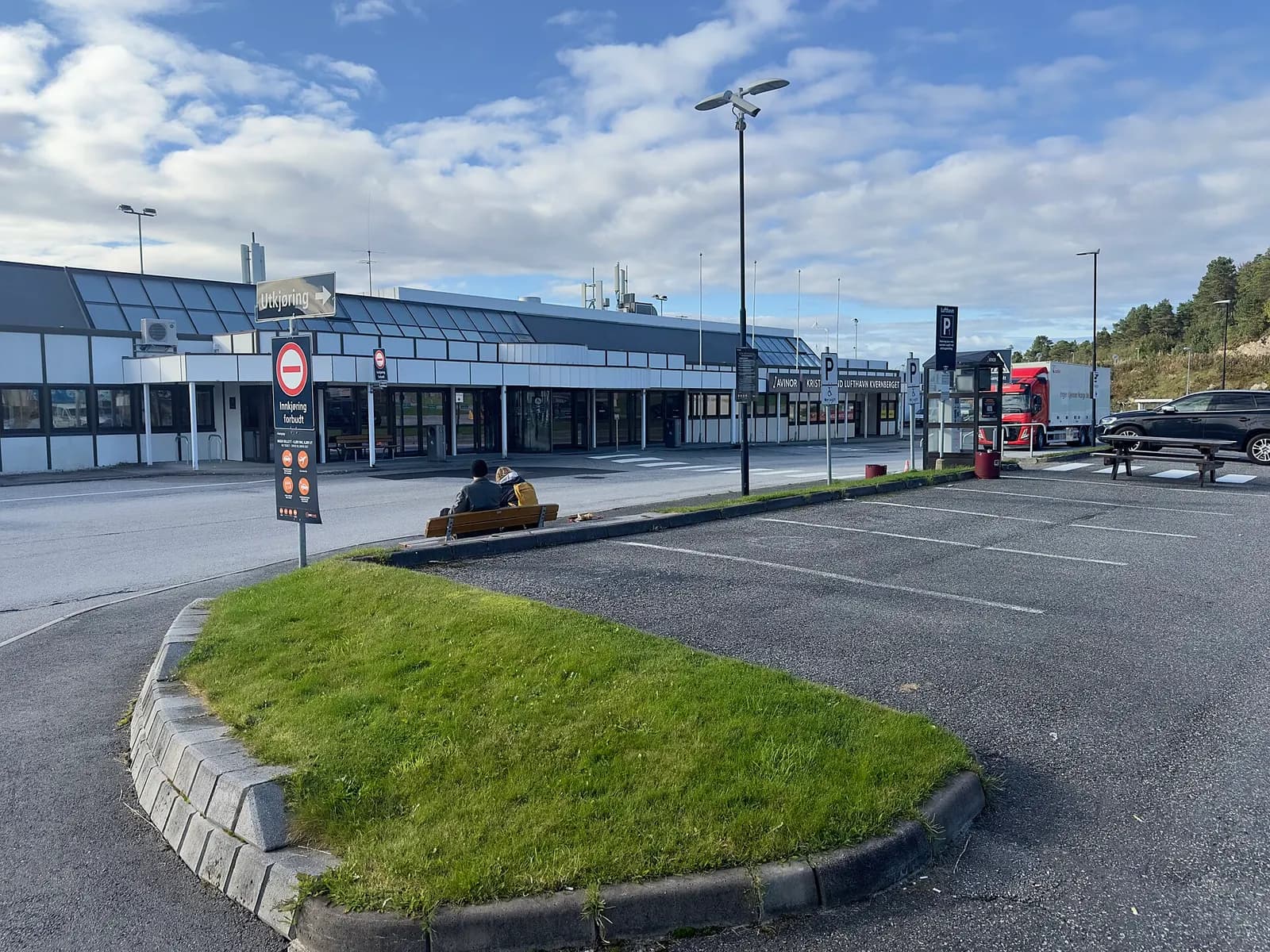 Parking and bus stop outside Kristiansund Airport terminal