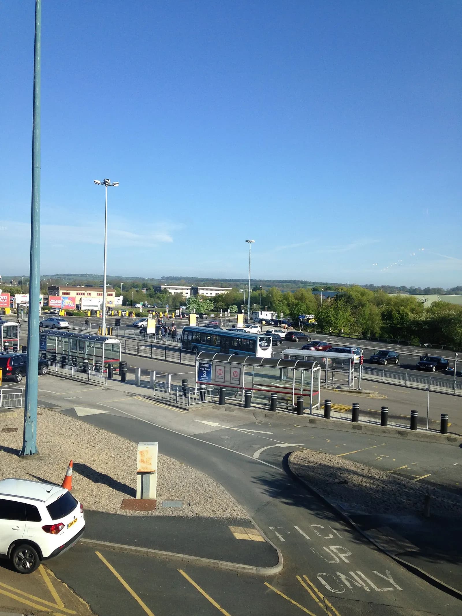 Leeds Bradford Airport carpark view from route towards departures