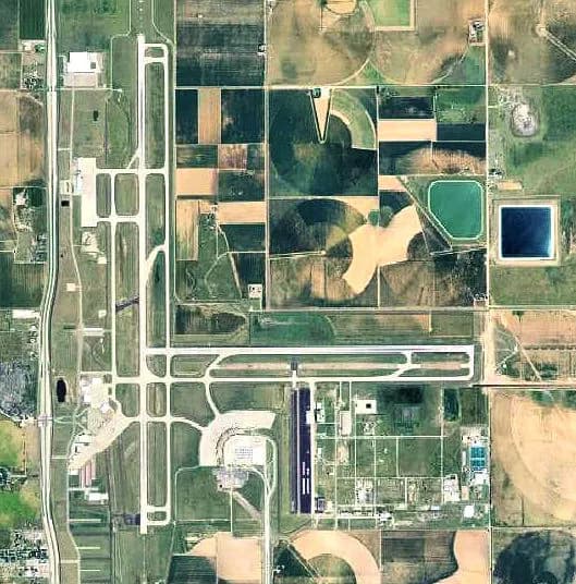 2006 USGS orthophoto of Lubbock Preston Smith International Airport showing the civil airfield layout.