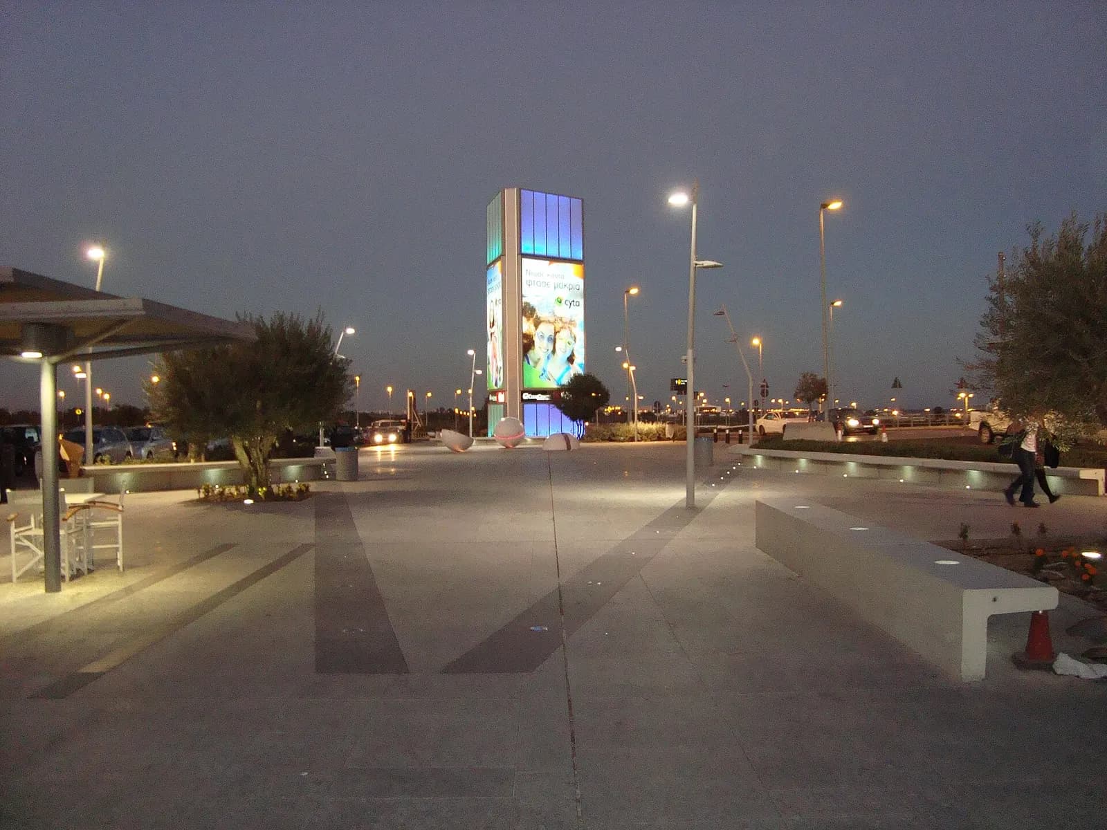 Small and luxurious square outside the Larnaca International Airport, Cyprus terminal