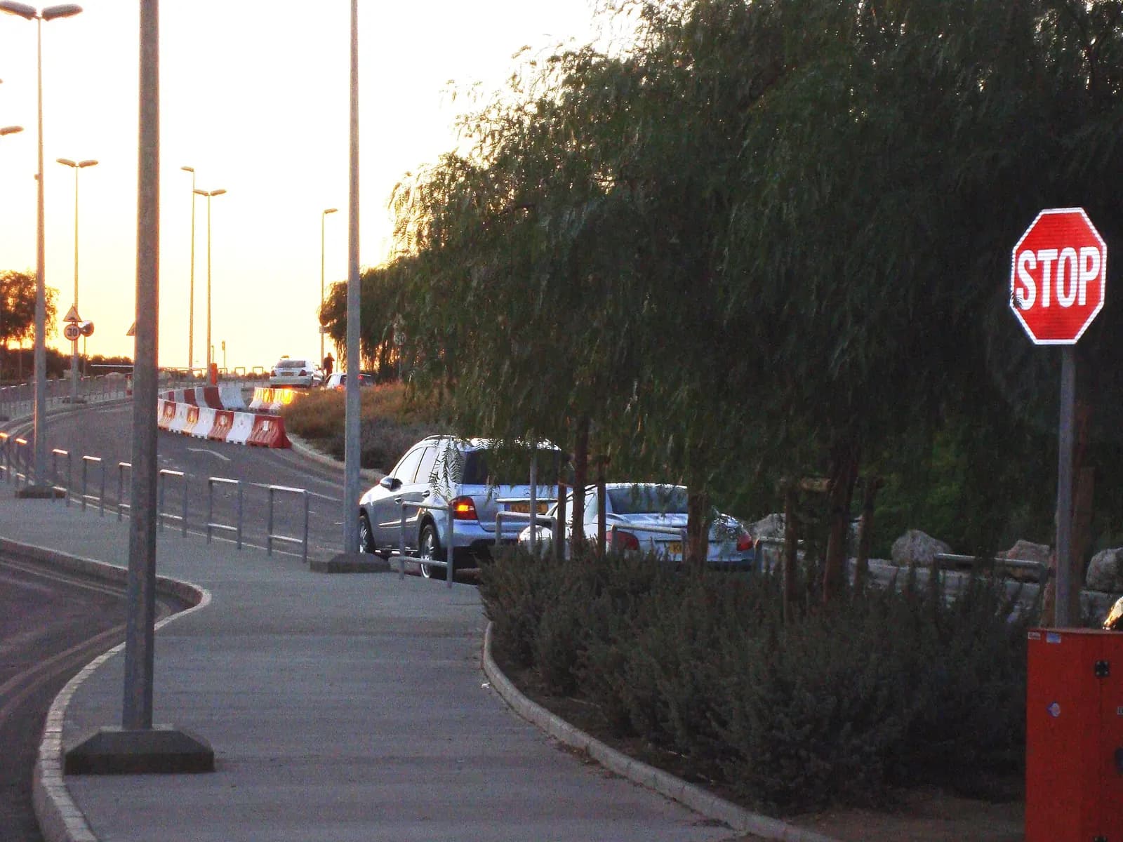 outside at the entrance of Larnaca International Airport