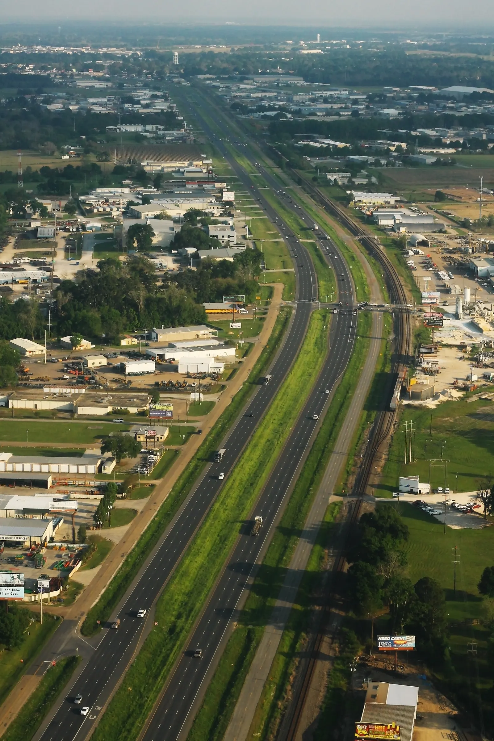 Looking south from a departing flight at Lafayette Regional Airport over US-90, April 2015.