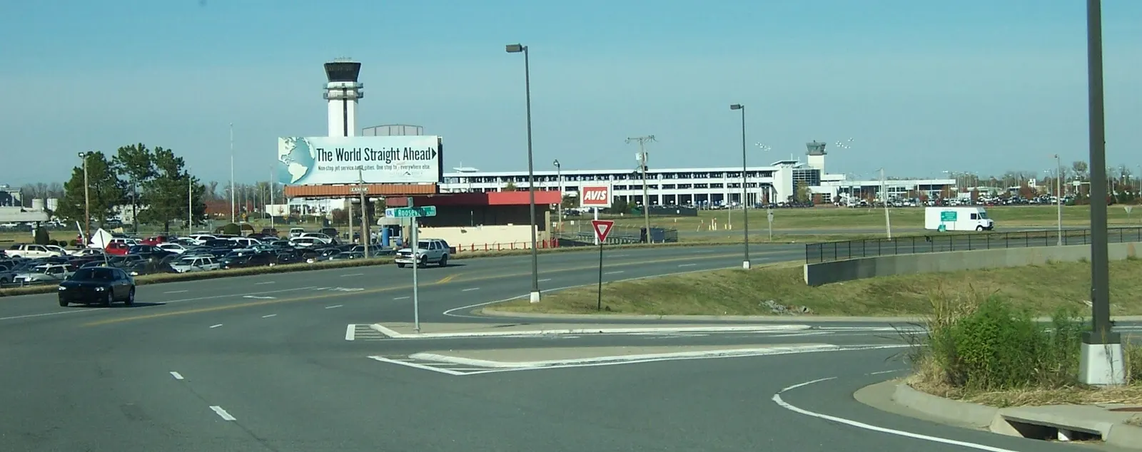 Wide view of Little Rock National Airport from an approach road on 17 November 2008.