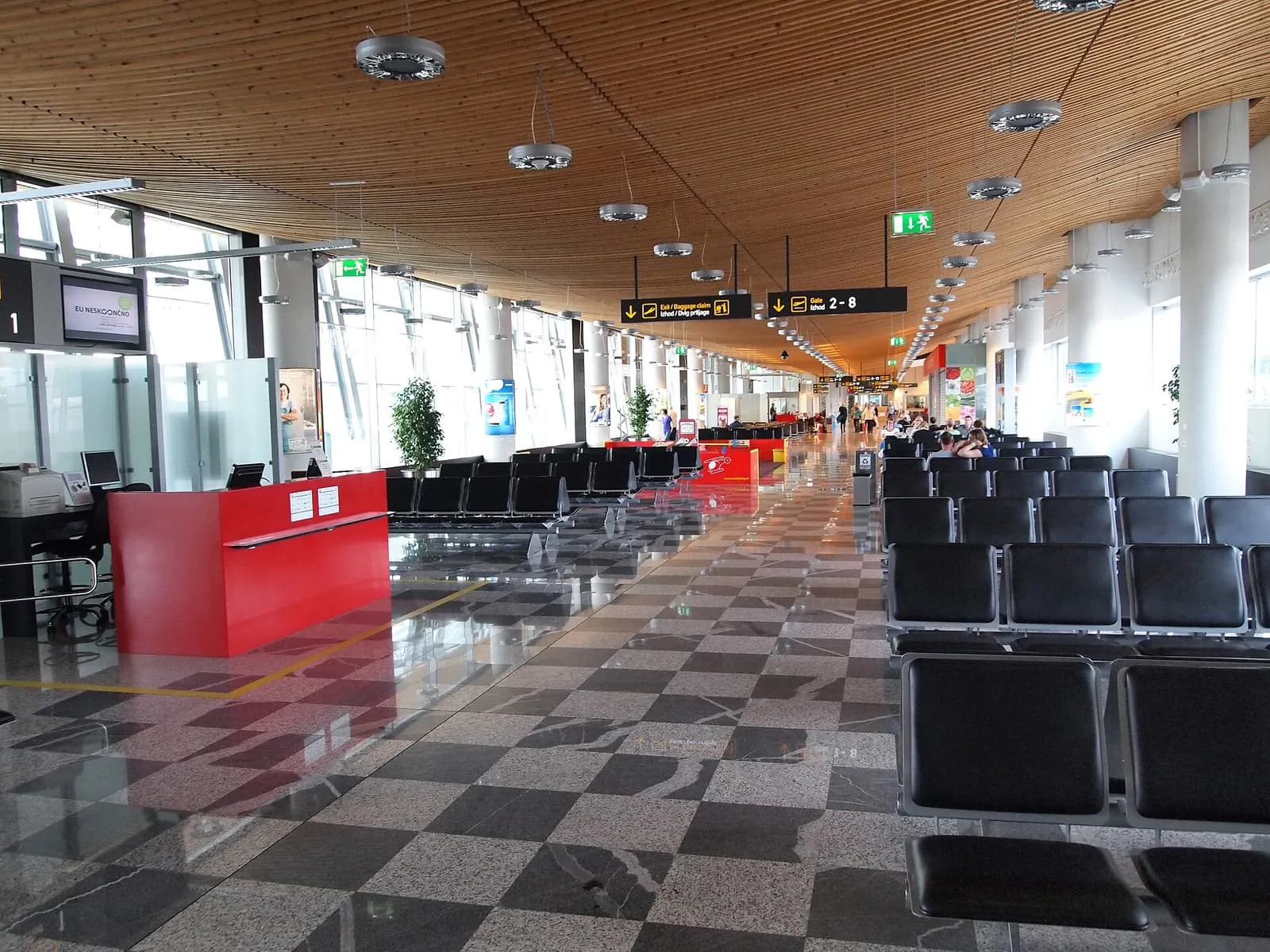 Interior view of Ljubljana Airport passenger hall
