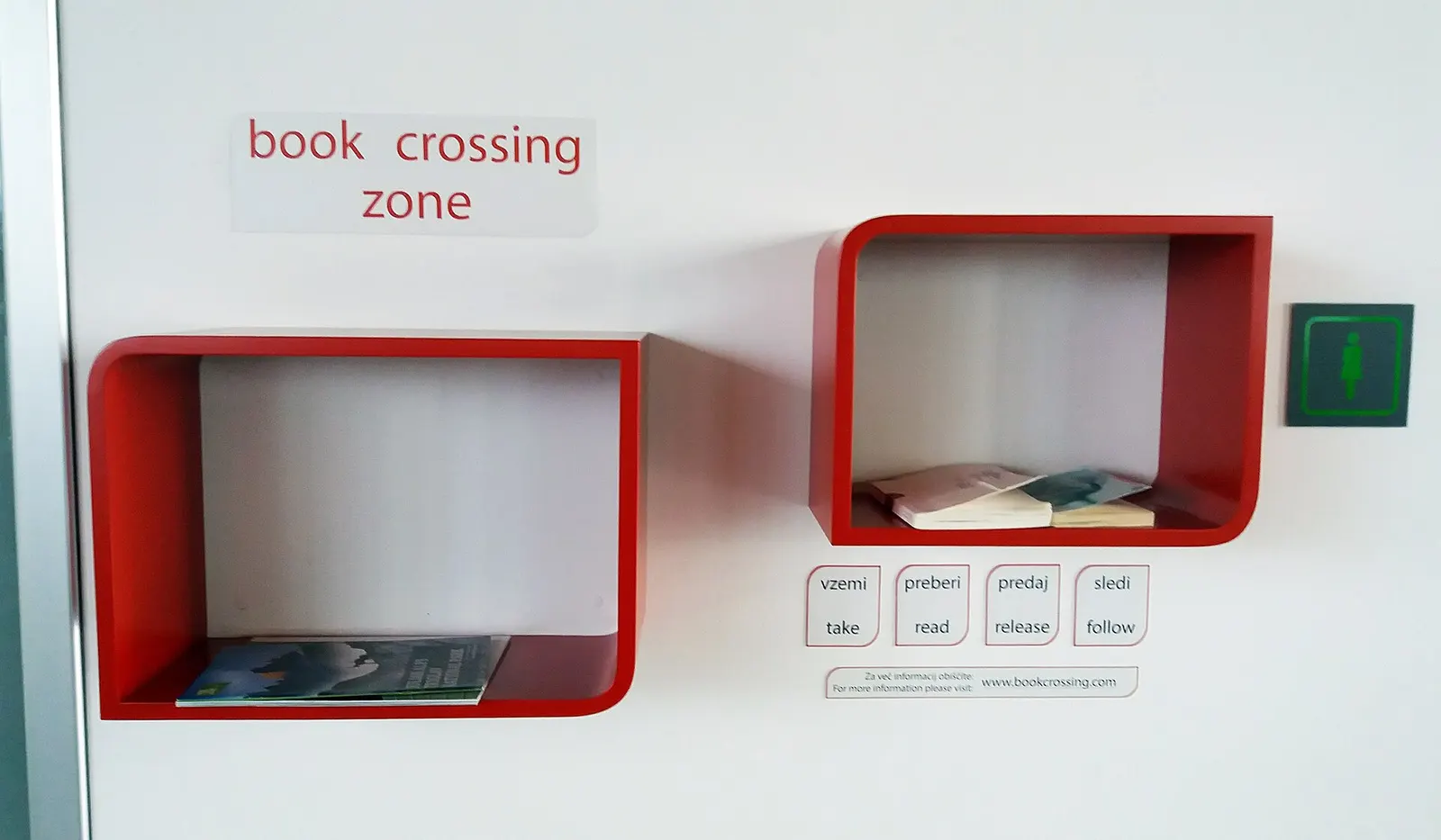Bookcrossing zone inside Ljubljana Airport