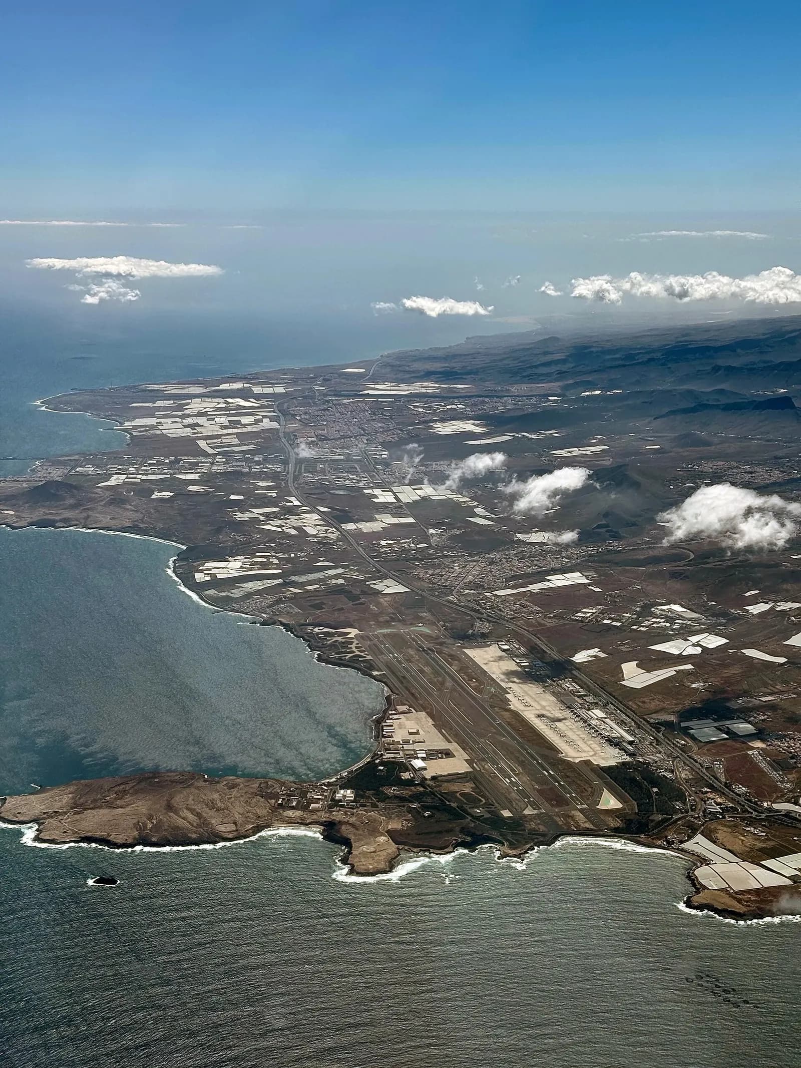 Aerial overview of Gran Canaria Airport dual runways