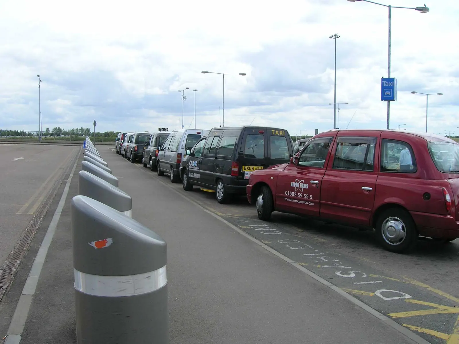 Taxi rank outside London Luton Airport terminal