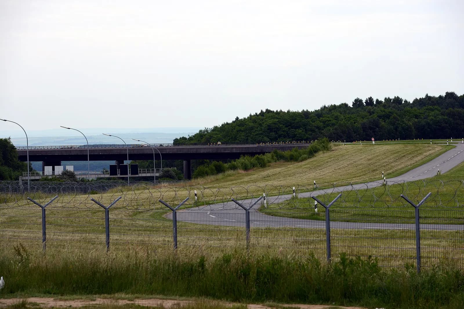 Northern extremity of the runway 06/24 at Luxembourg-Findel International Airport .