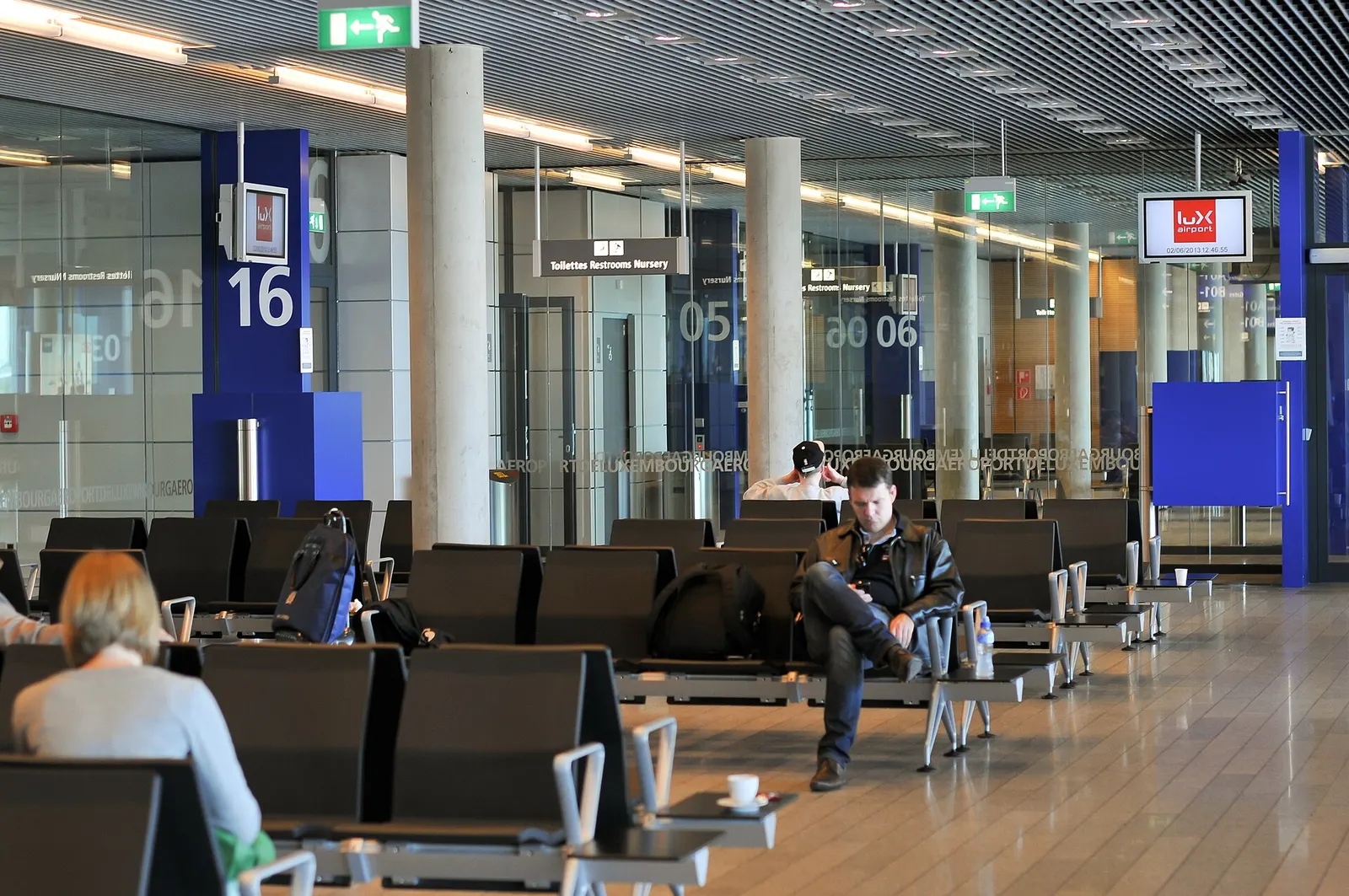 Departure area at Luxembourg Findel Airport .