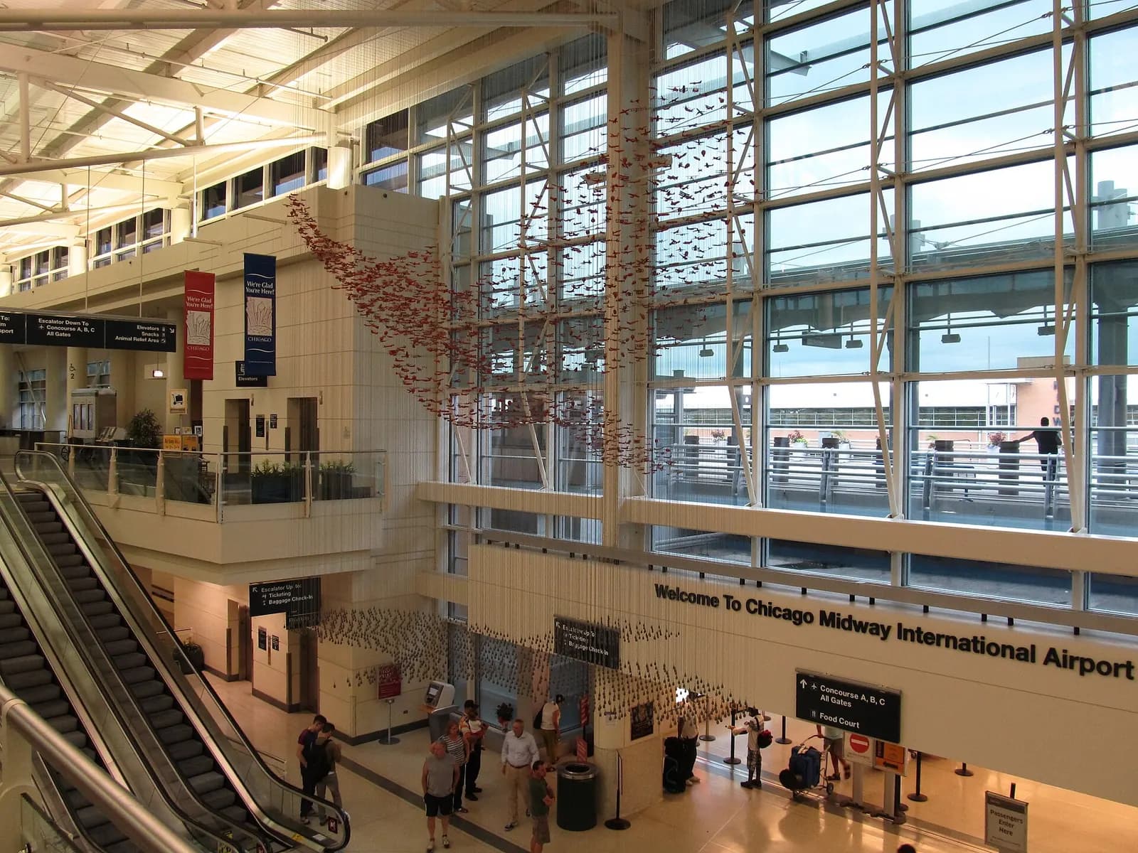Check-in hall at Chicago Midway International Airport with Southwest ticket counters