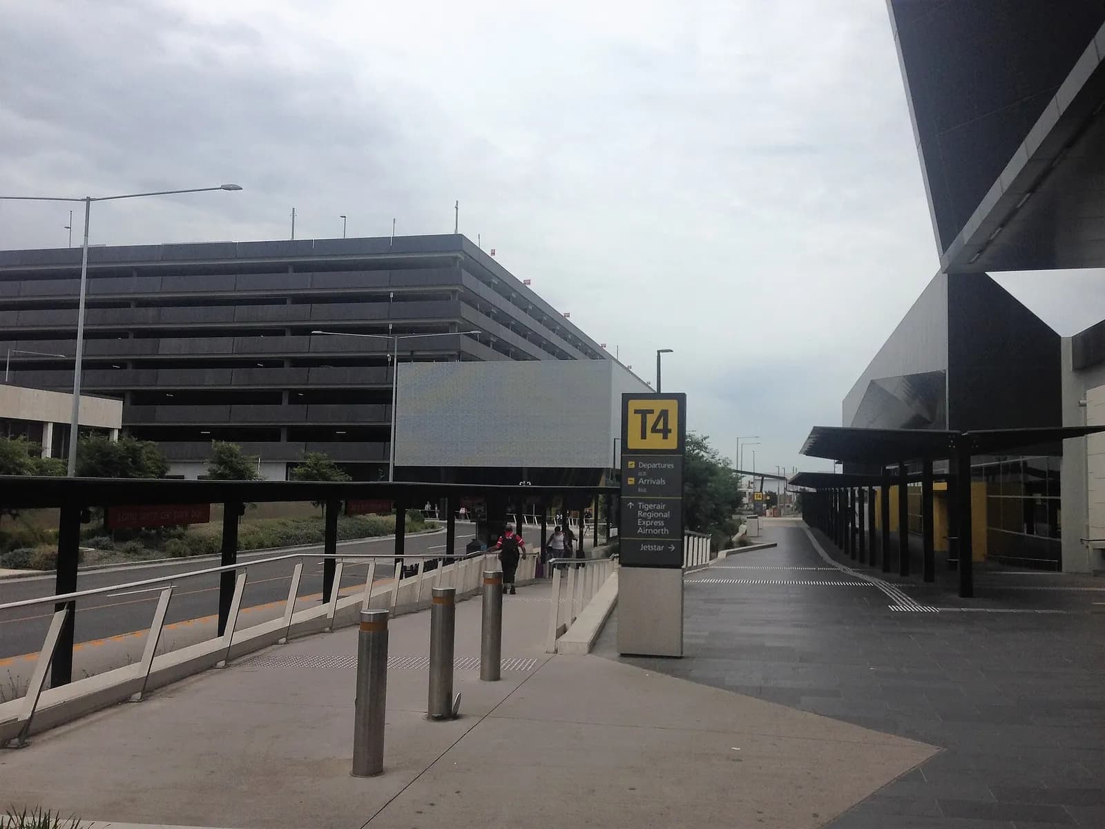 View of Terminal 4 exterior and carpark, Melbourne Airport, Australia